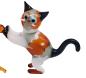 Preview: 2 Stieglitze auf Ast mit Katze, stehend