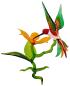 Preview: Blüte mit Kolibri, stehend - Blüte gelb/ K. rot-gelb-dunkelgrün