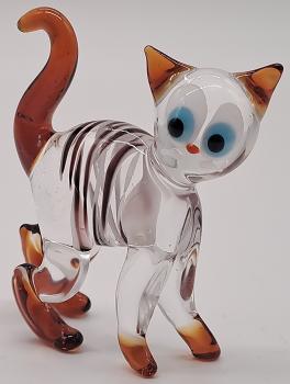 Katze stehend (transp./braun/gestreift)