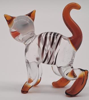 Katze stehend (transp./braun/gestreift)