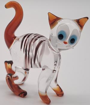 Katze stehend (transp./braun/gestreift)
