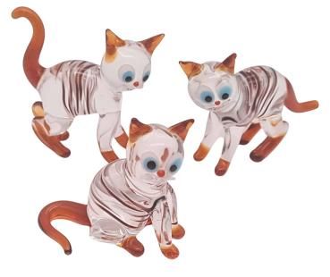 Preview: 3 Katzen (transp.-braun mit Streifen)