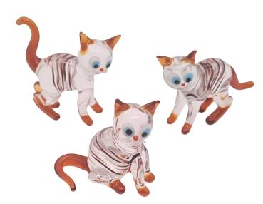 Preview: 3 Katzen (transp.-braun mit Streifen)