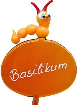 Kräuterstecker mit Raupe, d/gelb / Basilikum