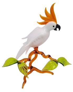 Kakadu auf Ast, stehend (weiß/gelb)