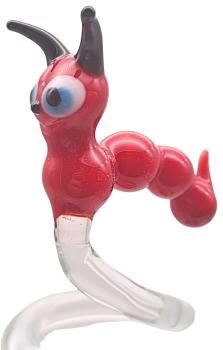 Preview: höhenverstellbarer Orchideenstab mit Raupe, rot