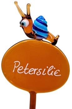 Kräuterstecker mit Schnecke, blau / Petersilie