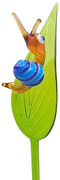 Preview: Pflanzenstecker, Blatt mit Schnecke (blau)