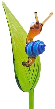 Preview: Pflanzenstecker, Blatt mit Schnecke (blau)