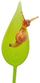 Preview: Pflanzenstecker, Blatt mit Schnecke (bunt)