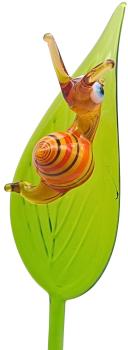 Preview: Pflanzenstecker, Blatt mit Schnecke (bunt)