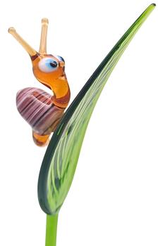 Pflanzenstecker, Blatt mit Schnecke (rosa)