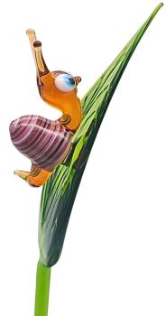 Pflanzenstecker, Blatt mit Schnecke (rosa)