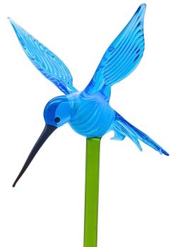 Preview: Pflanzenstecker mit Kolibri (hellblau)