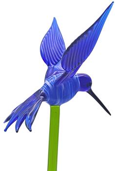 Preview: Pflanzenstecker mit Kolibri (dunkelblau)