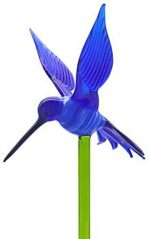 Preview: Pflanzenstecker mit Kolibri (dunkelblau)