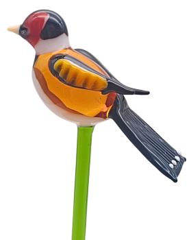 Preview: Pflanzenstecker mit Stieglitz, geschl. Flügel