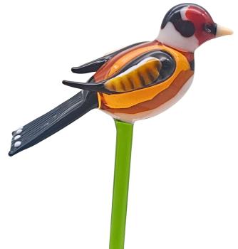 Pflanzenstecker mit Stieglitz, geschl. Flügel