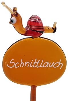 Kräuterstecker mit Schnecke, rot / Schnittlauch