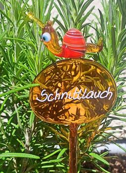 Preview: Kräuterstecker mit Schnecke, rot / Schnittlauch
