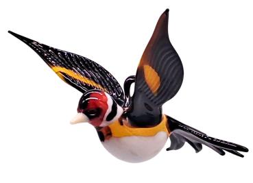 Preview: kleiner Stieglitz zum aufhängen, fliegend