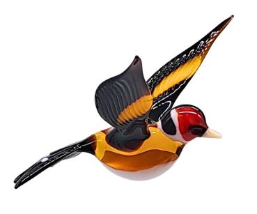 Preview: kleiner Stieglitz zum aufhängen, fliegend