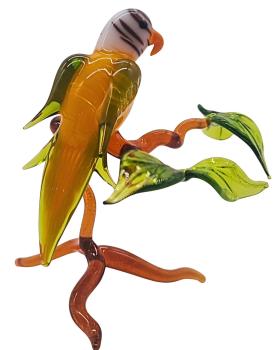 Preview: Wellensittich auf Ast, stehend, klein (gelb-grün)