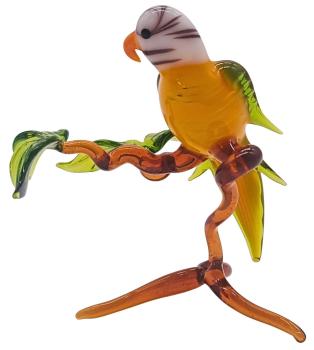 Preview: Wellensittich auf Ast, stehend, klein (gelb-grün)