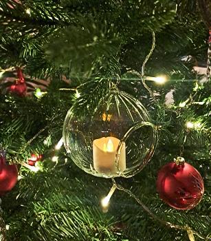 Teelichtkugel (transp./gerippt)
