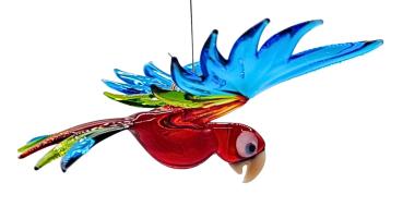 Preview: Hängevogel - Papagei, fliegend - klein (rot-grün-hellblau)