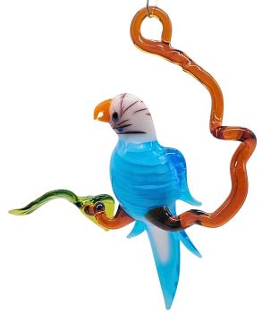 Preview: kleiner Wellensittich auf Ast, hellblau