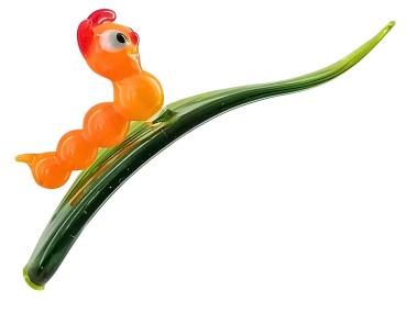 Preview: höhenverstellbarer Orchideenstab, Blatt mit Raupe - d/gelb -