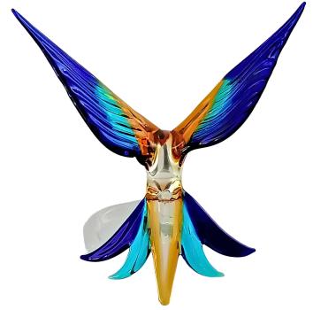 Glas Kolibri Hängevogel - Handgefertigte Fensterdekoration In Transparent-braun-grün-blau