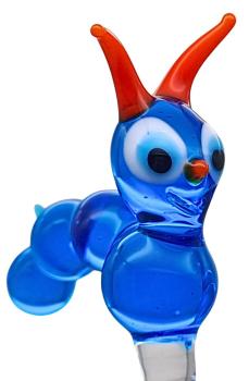 höhenverstellbarer Orchideenstab mit Raupe, blau