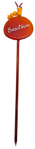Kräuterstecker mit Raupe, d/gelb / Basilikum