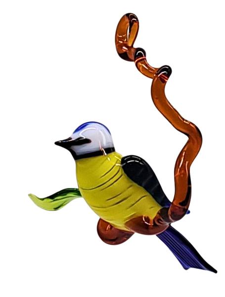 Hängevogel - Blaumeise auf Ast - klein, dunkelblau