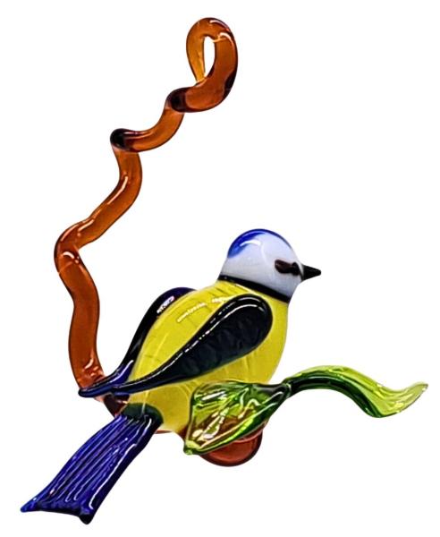 Hängevogel - Blaumeise auf Ast - klein, dunkelblau