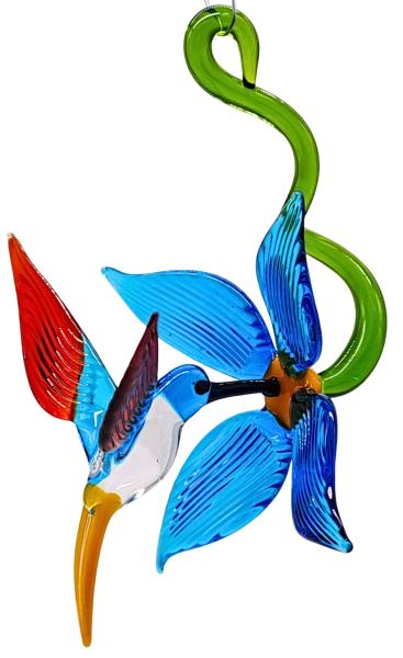 Kolibri mit Blüte, hängend