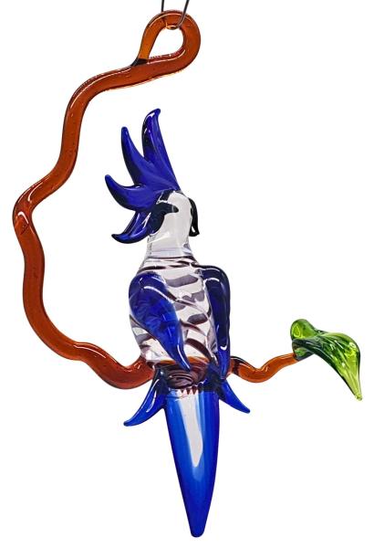 kleiner Kakadu auf Ast (dunkelblau)