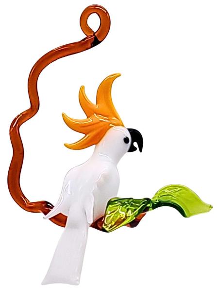 Hängevogel - Kakadu auf Ast/klein (weiß-gelb)