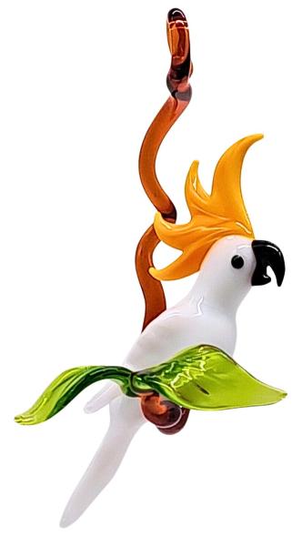 Hängevogel - Kakadu auf Ast/klein (weiß-gelb)