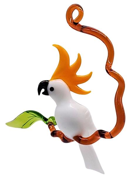 Hängevogel - Kakadu auf Ast/klein (weiß-gelb)