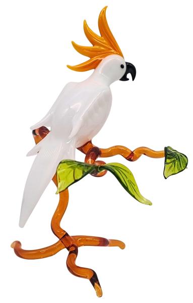 Kakadu auf Ast, stehend (weiß/gelb)