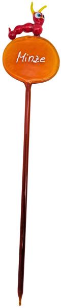 Kräuterstecker mit Raupe, rot / Minze