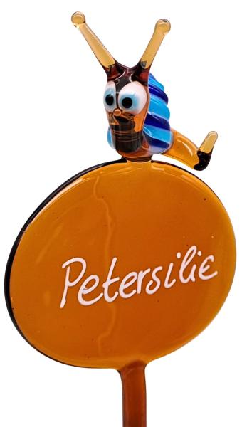 Kräuterstecker mit Schnecke, blau / Petersilie