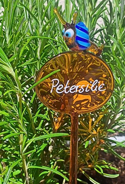 Kräuterstecker mit Schnecke, blau / Petersilie