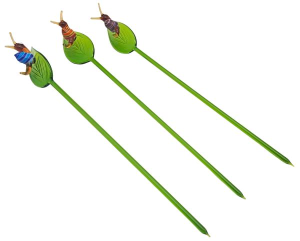 Pflanzenstecker, Blatt mit Schnecke (bunt)