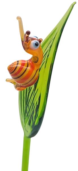 Pflanzenstecker, Blatt mit Schnecke (bunt)
