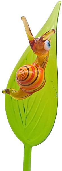 Pflanzenstecker, Blatt mit Schnecke (bunt)