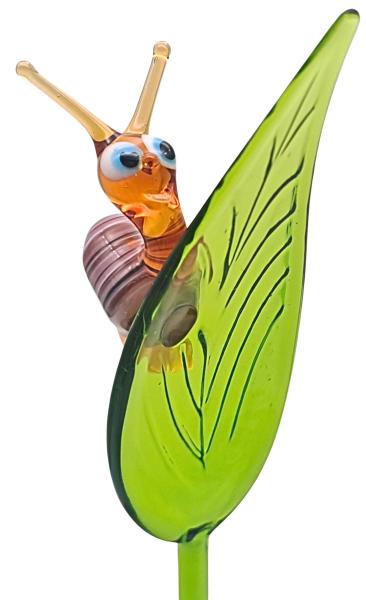 Pflanzenstecker, Blatt mit Schnecke (rosa)